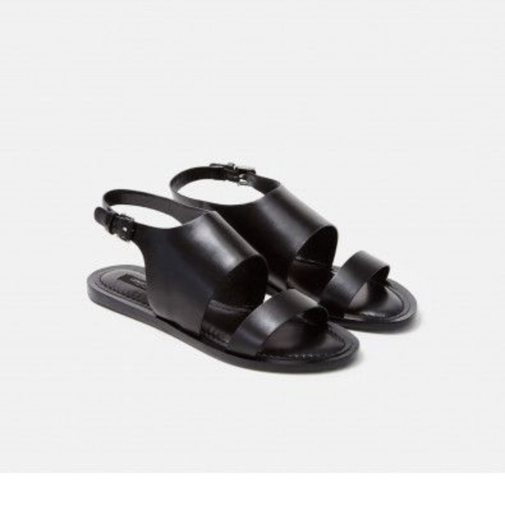 Lafayette 148 Women Leather Violetta Sandals Black